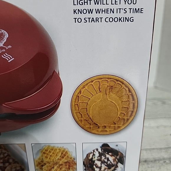NEW Sealed MyMini Turkey Waffle Maker 5" Compact Size Red Color Thanksgiving - Picture 2 of 5